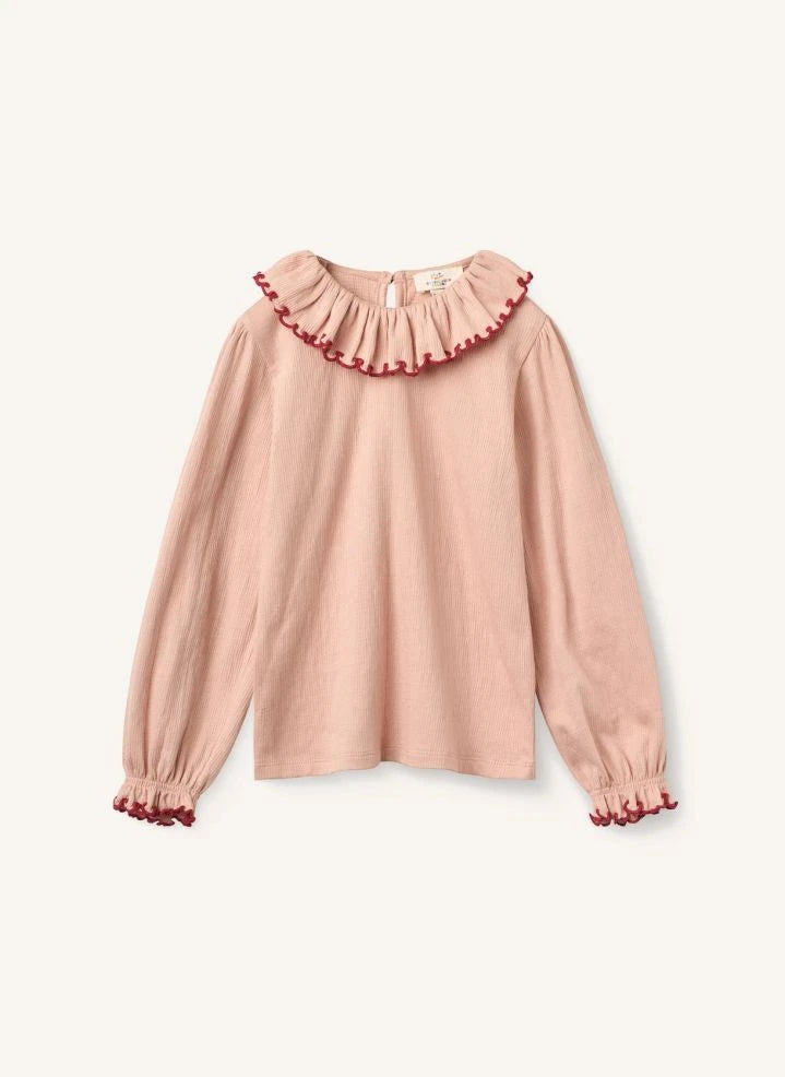 Copenhagen Colors - Ruffled Collar Crepe Blouse | Light Pink
