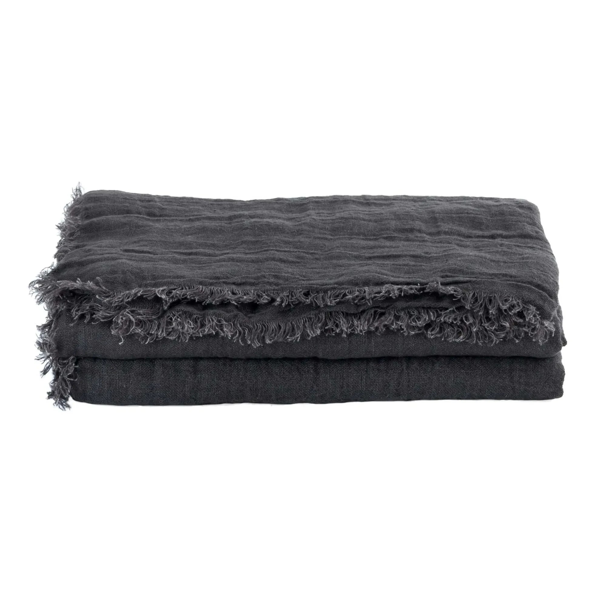 Maison de Vacances - Vice Versa Washed Linen Muslin Curtain | Carbon