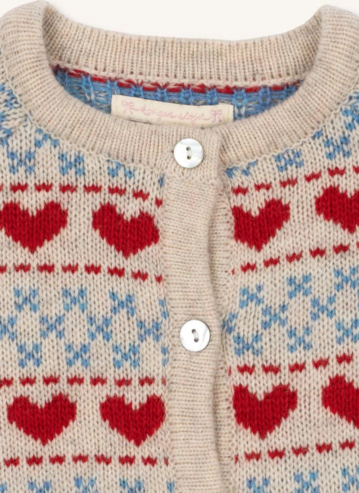 Konges Sløjd - Belou Hearts Wool Cardigan | Ecru