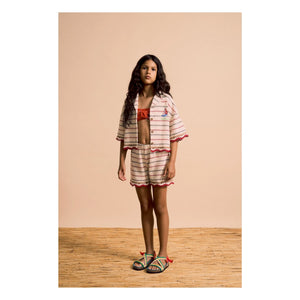 Maison Mangostan - Striped Crochet Shorts | Ecru