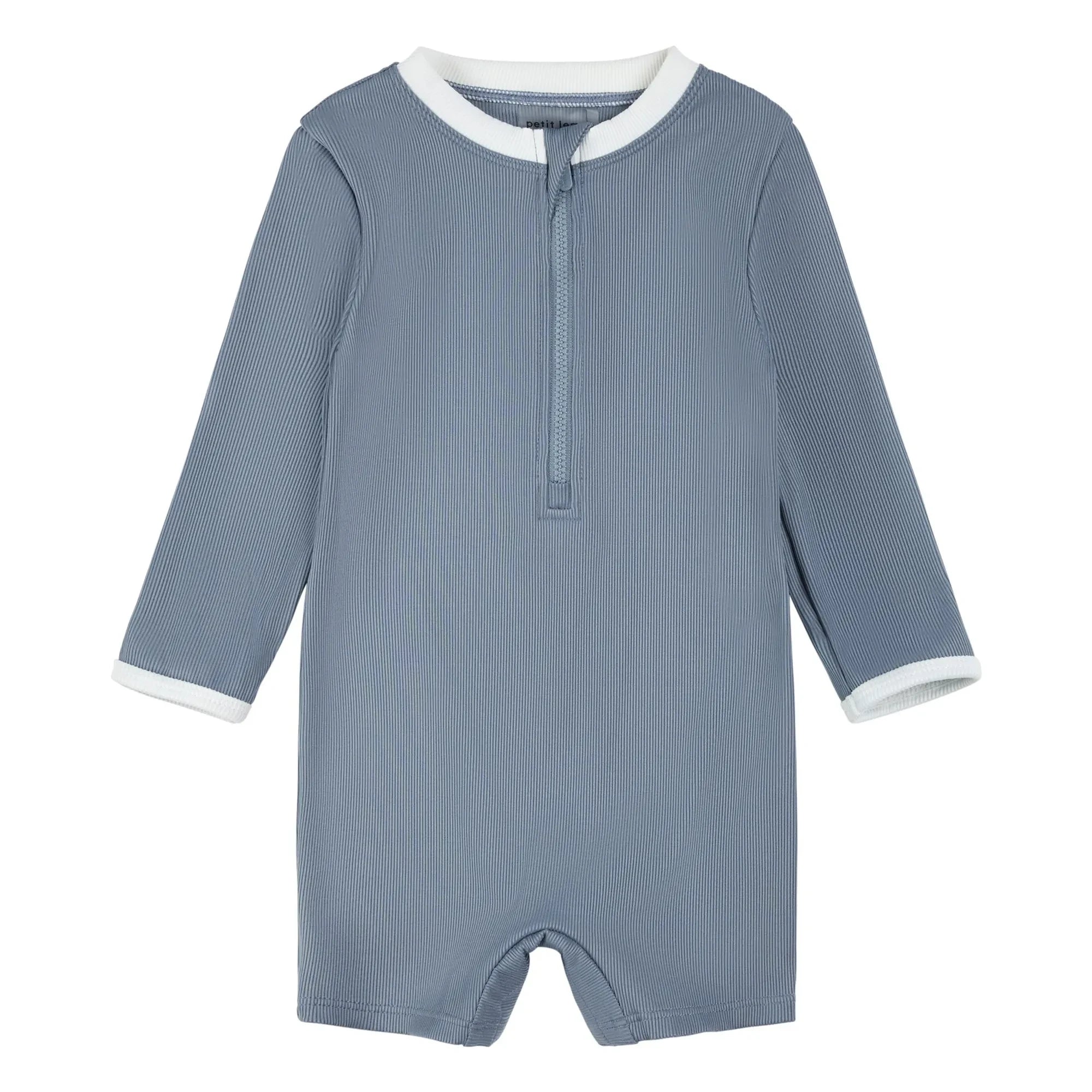 Petit Lem - Textured Recycled Fiber UV Protection Jumpsuit Shorts | Blue