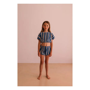 We Are Kids - Juju Striped Organic Cotton Terry Shorts | Blue
