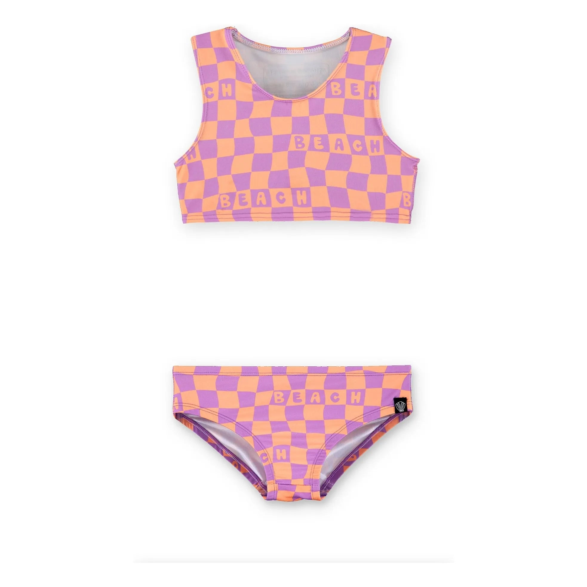 Beach & Bandits - 2-Piece UV Resistant Gingham Swimsuit Made from Recycled Fibers | Purple