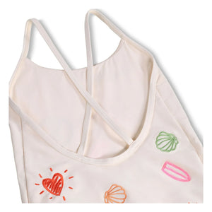 Molo - Nanna Minis Doodles Recycled Fiber Swimsuit | Ecru
