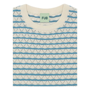 FUB - Pointelle Organic Cotton Fine Knit T-Shirt | Azure Blue