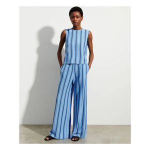 Bompard - Linen, Cotton, and Silk Striped Pants | Blue
