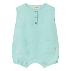 Cozmo - Milo Linen Romper Shorts | Aqua