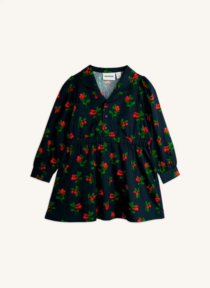 Mini Rodini - Lingonberries Organic Cotton Dress | Black