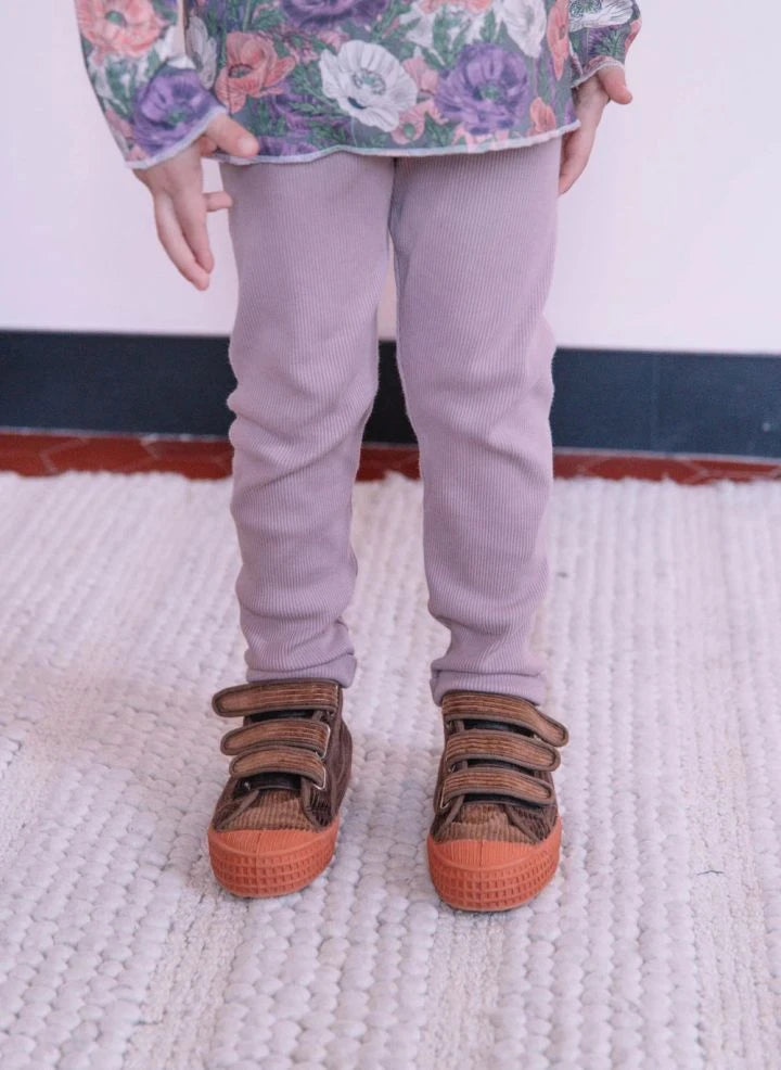 Studio Bohème - Rom Pom Striped Organic Cotton Leggings | Mauve
