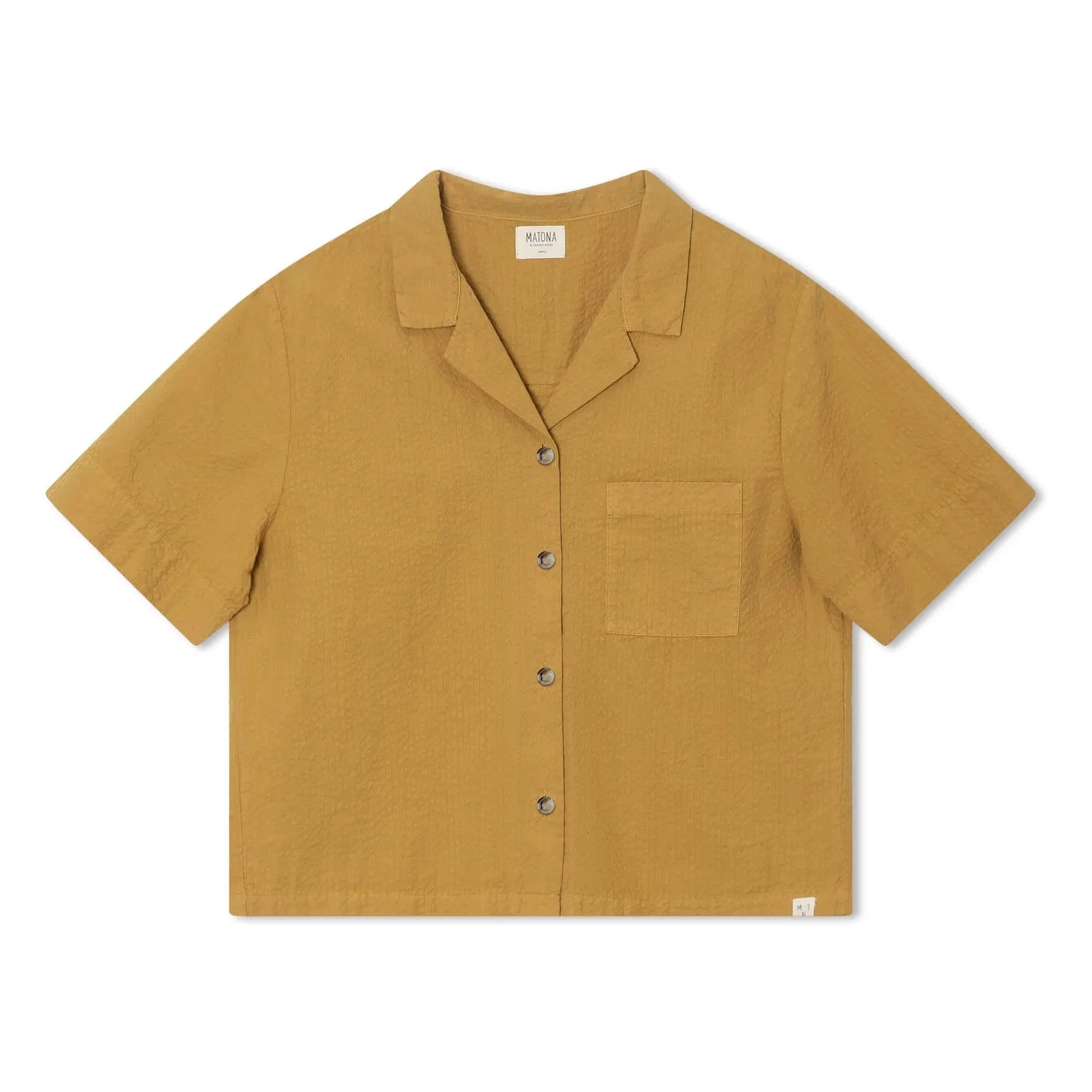 Matona - Seersucker Organic Cotton Shirt | Mustard