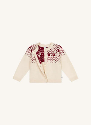 Petit Bateau - Kalp Yün Yelek | Ecru
