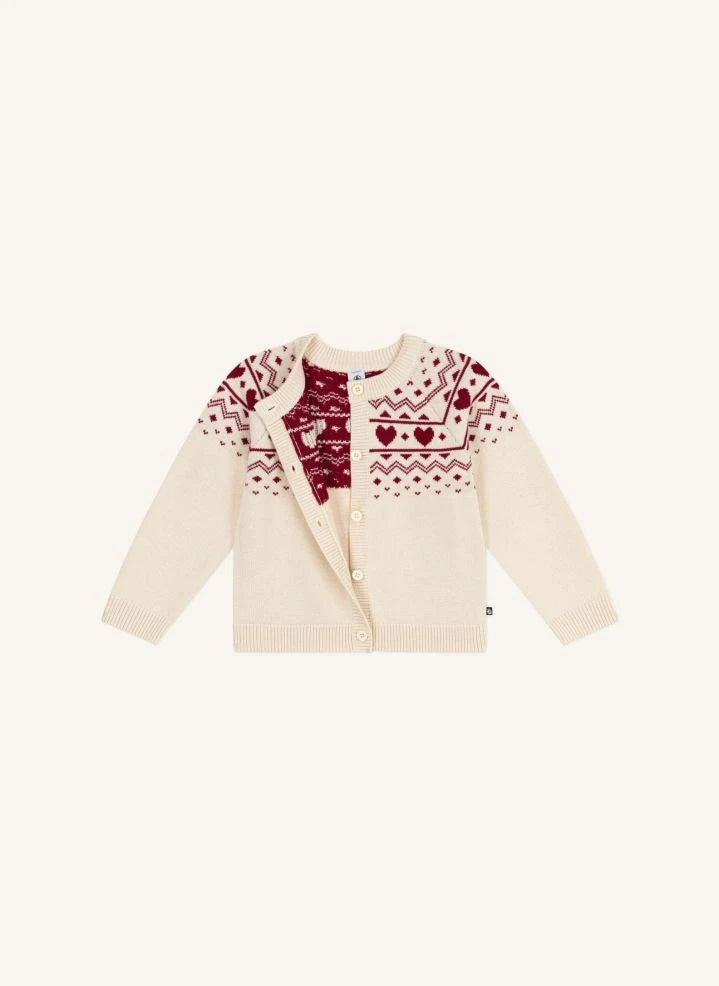 Petit Bateau - Heart Wool Vest | Ecru