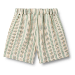 Wheat - Cuba Striped Organic Cotton Shorts | Light Green