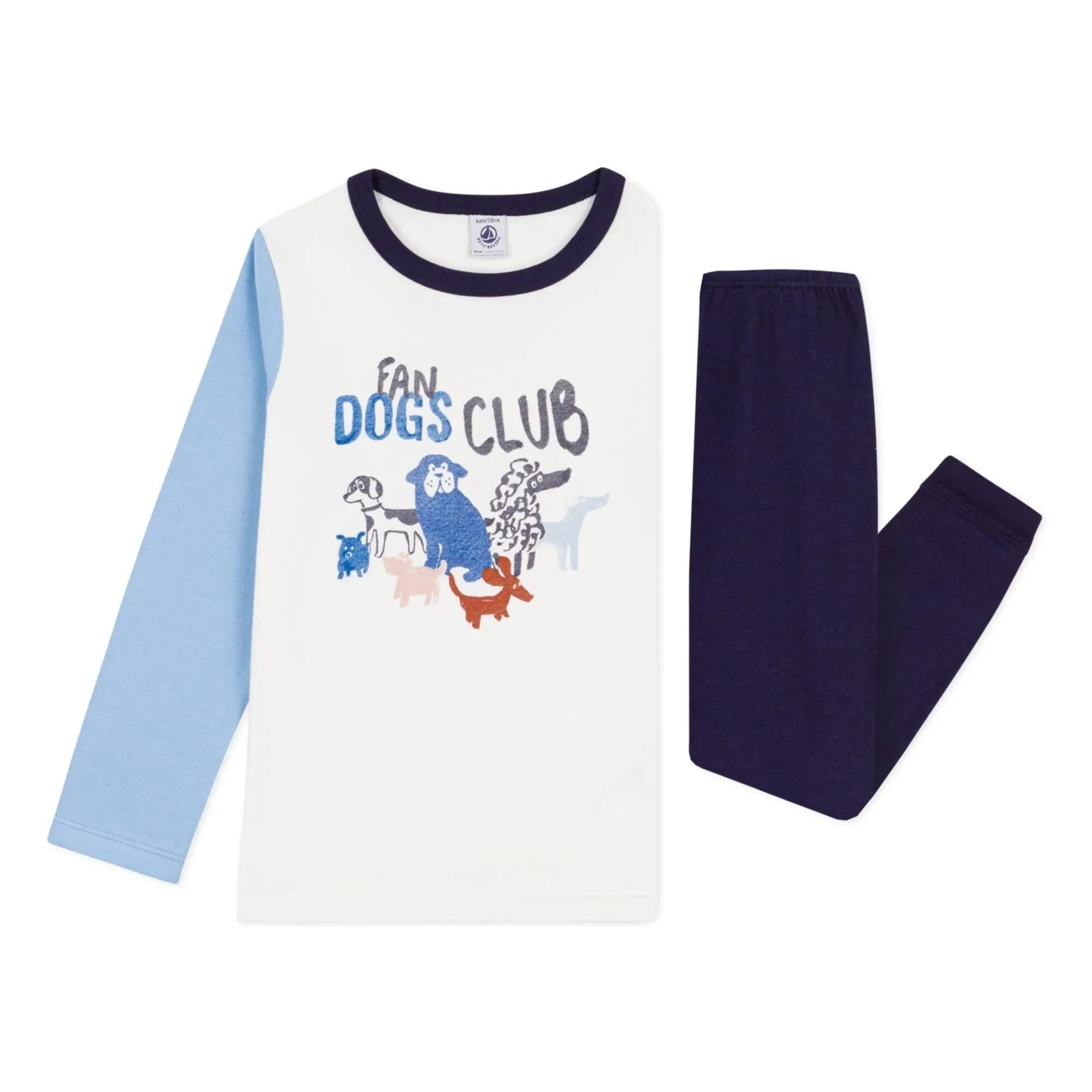 Petit Bateau - Fan Dogs Club Organic Cotton Pajamas | Blue