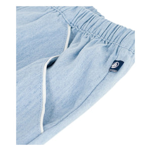 Petit Bateau - Organic Cotton Chambray Heart Shorts | Light Blue