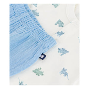 Petit Bateau - Organic Cotton Gauze Animal Print Shirt and Shorts Set | Blue
