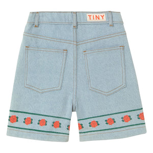 Tinycottons - Denim Floral Shorts | Light Blue