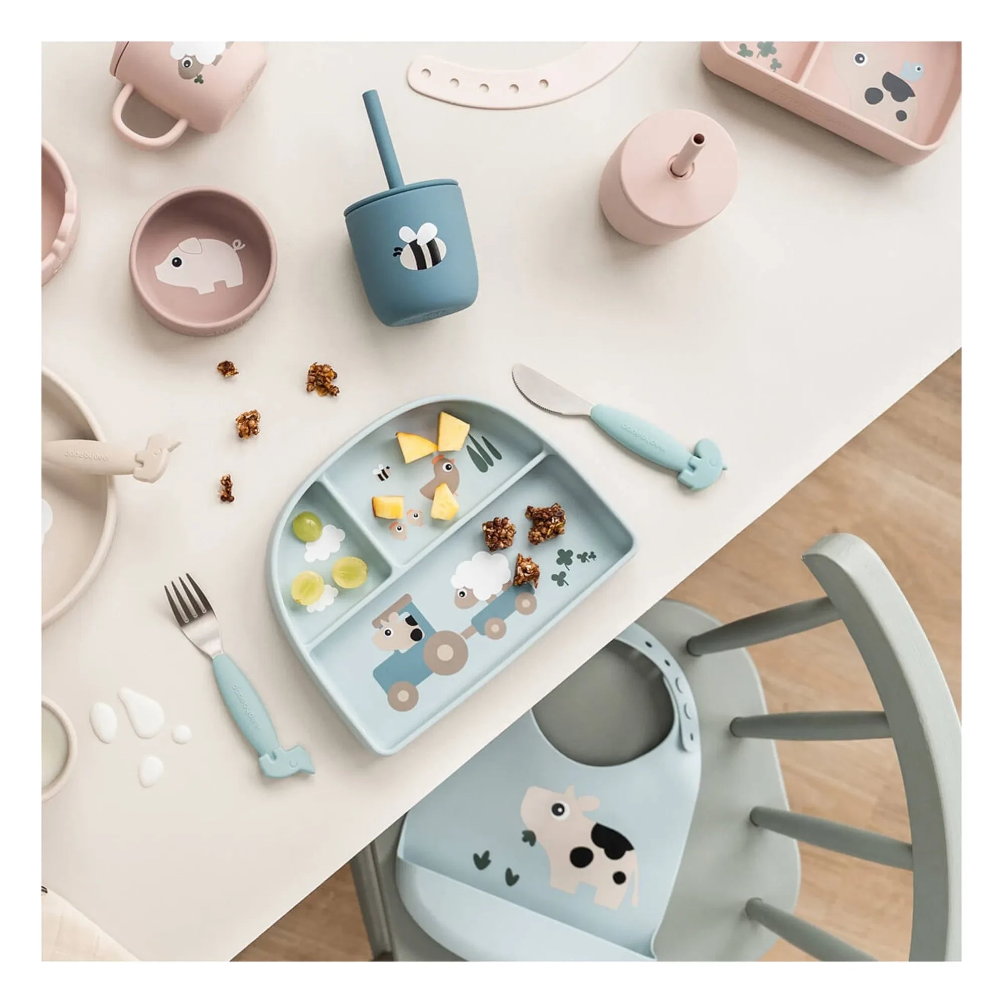 Done by Deer - Wicker Tiny Farm Cups - 2-piece Set | Blue