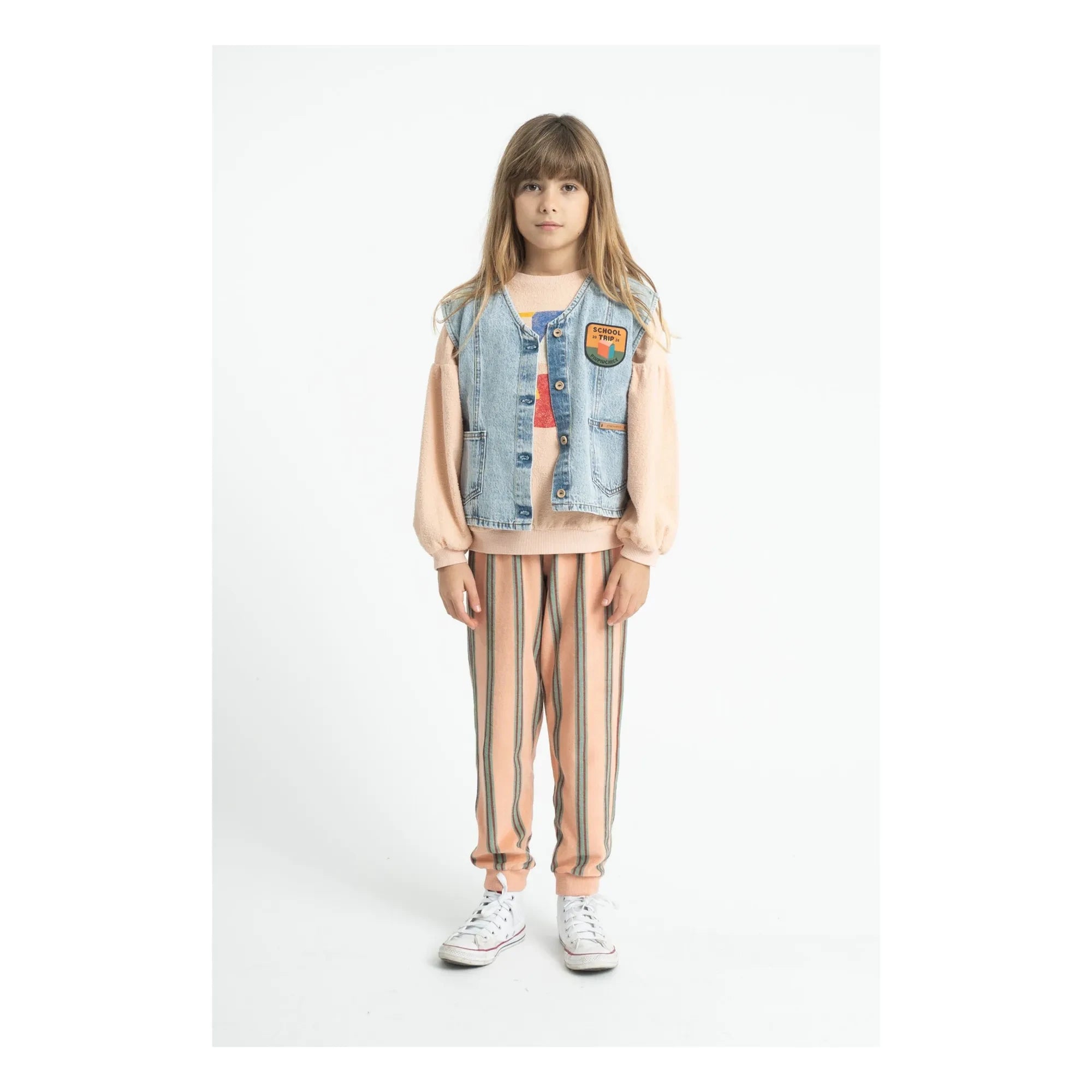 Piupiuchick - Striped Organic Cotton Terry Jogger Pants | Pink