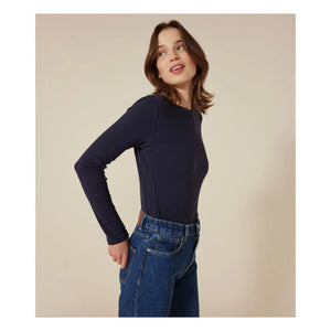 Petit Bateau - The Iconic Long Sleeve T-Shirt - Women's Collection | Navy Blue