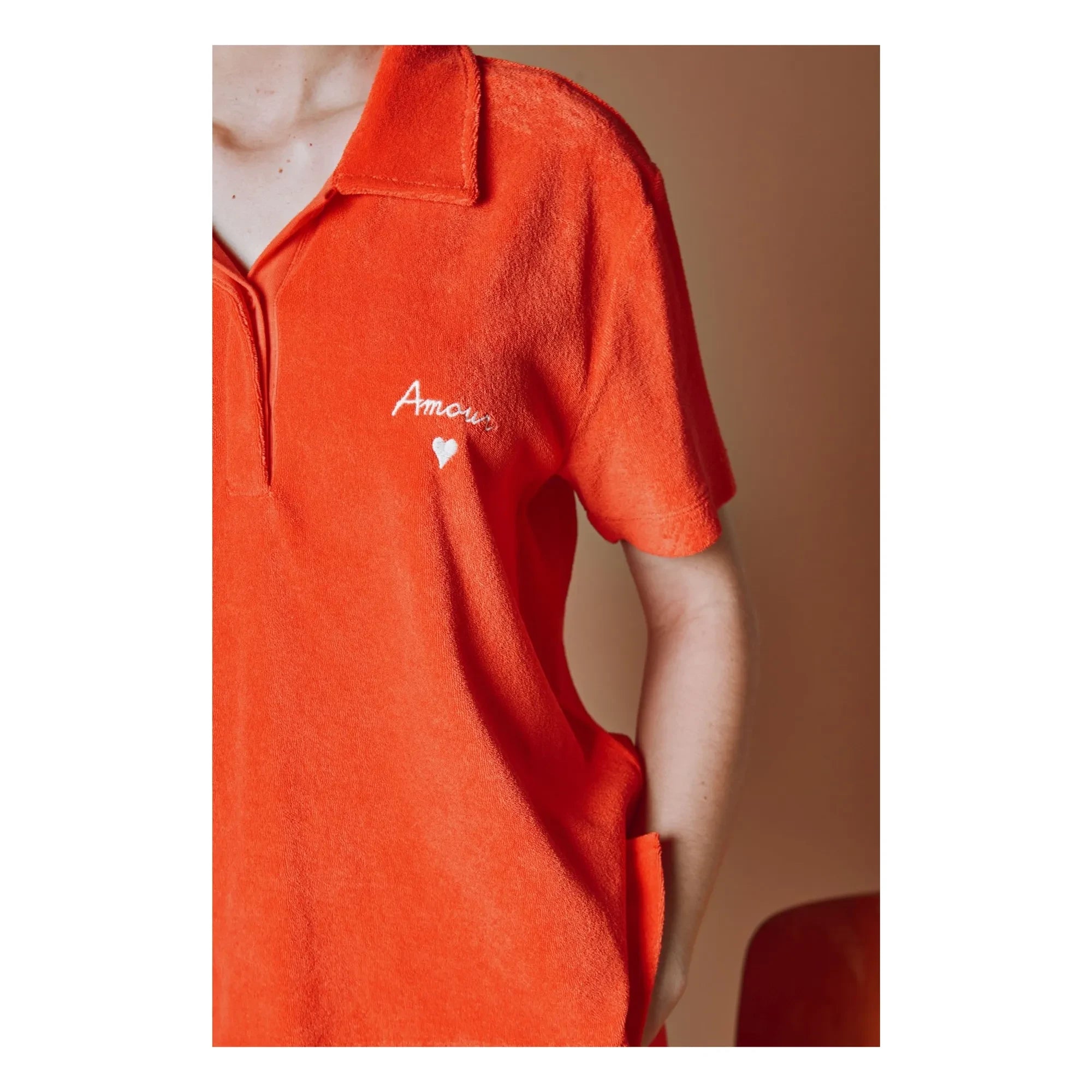 Emile et Ida - Embroidered Terry Polo | Poppy