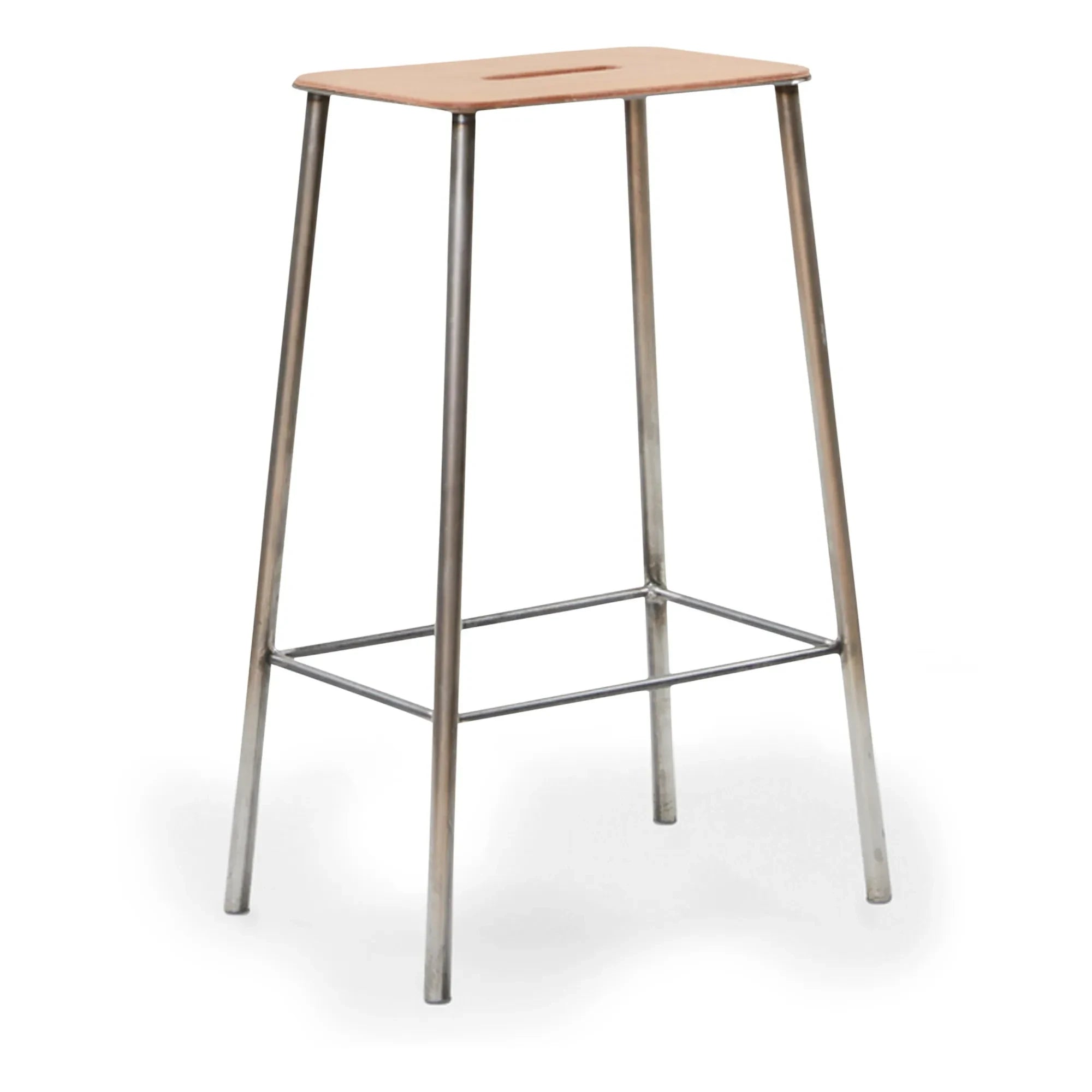 Frama - Adam Stool, Leather Seat | Silver