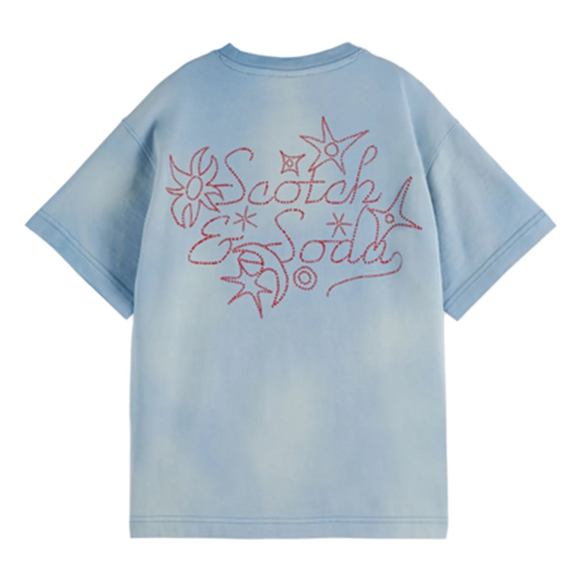 Scotch & Soda - Artwork Washed Organic Cotton T-Shirt | Light blue