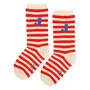 Jenest - J Striped Organic Cotton Socks | Red