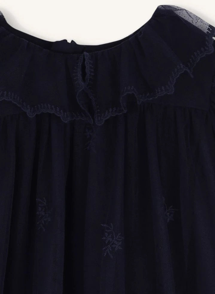 Chloé - Tulle Embroidered Dress | Dark Blue