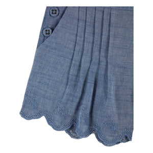 Emile et Ida - Blue Chambray Embroidered Shorts