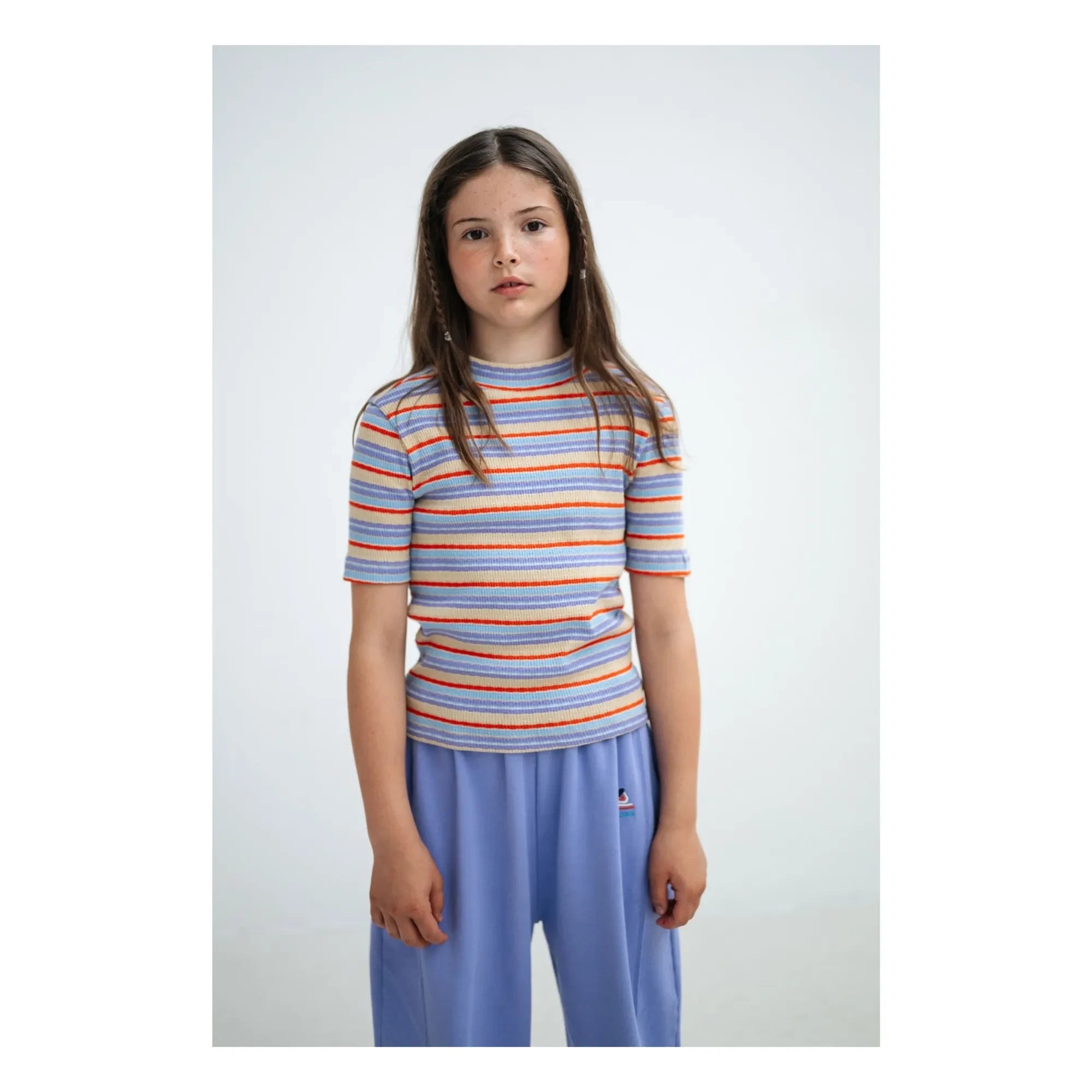 Repose AMS - Striped Ribbed Organic Cotton T-Shirt | Lilac