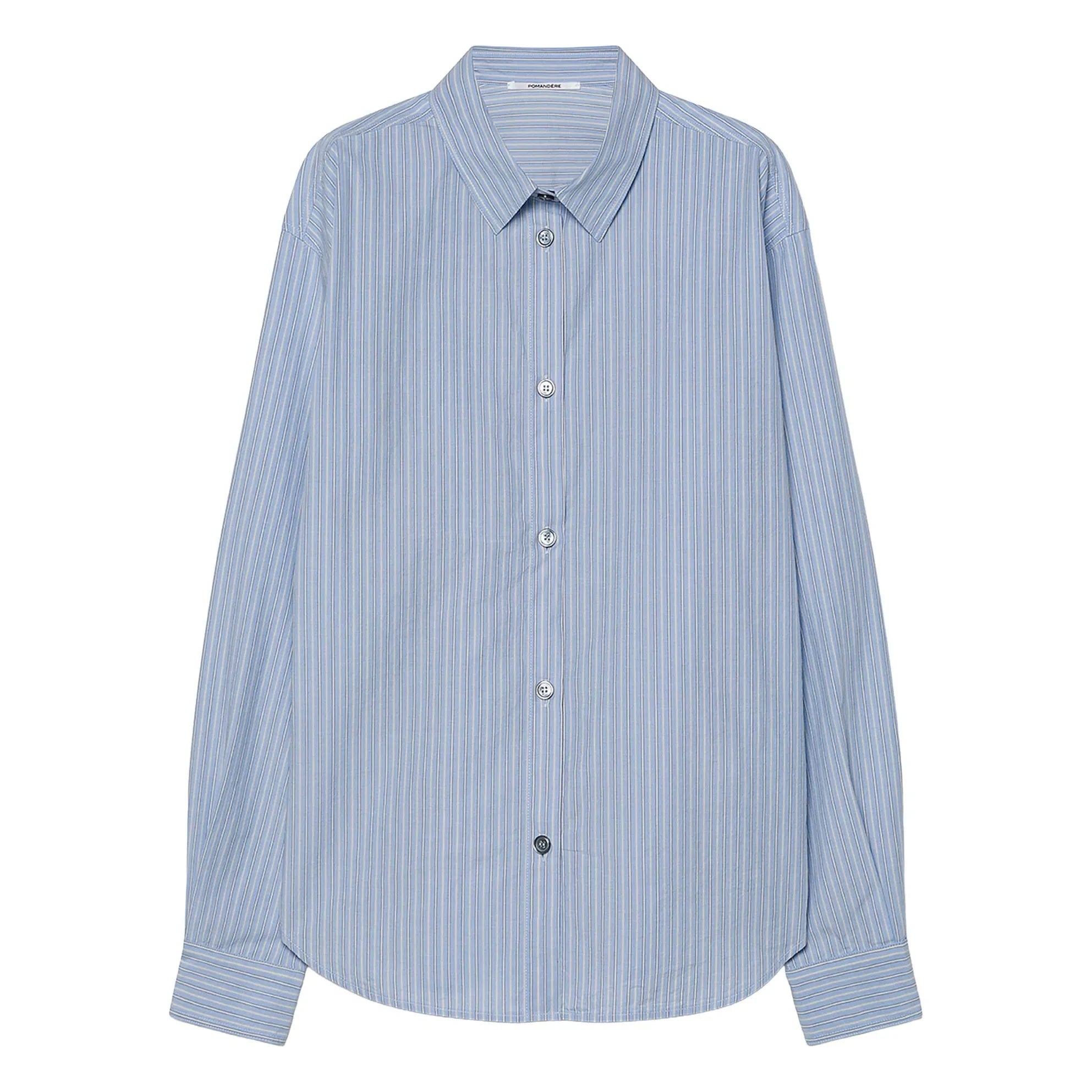 Pomandère - Striped Cotton Poplin Shirt | Blue