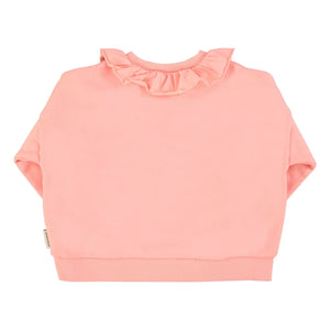 Piupiuchick - Strawberry Organic Cotton Ruffled Sweatshirt | Pink