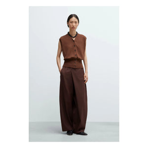 Cordera - Slim Fit Wool Double Button Pants | Burgundy