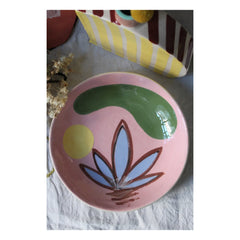 HOMERE - Daphné Floral Ceramic Shallow Bowl | Pink