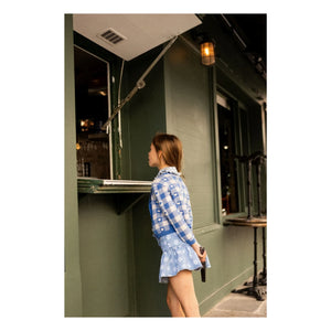 Louis Louise - Denim Pipeau Floral Skirt | Light Blue