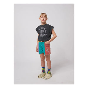 Bobo Choses - Color Block Organic Cotton Denim Shorts | Turquoise