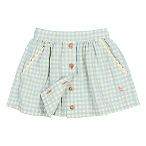 Búho - Checkered Seersucker Skirt | Aqua