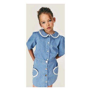 Mipounet - Denim Blouse Claudine Louise | Light Blue