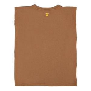 Sisters Department - Alicia Linen & Cotton T-Shirt with Shoulder Epaulettes | Brown