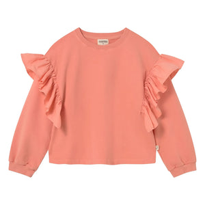 Cozmo - Eira Organic Cotton Ruffled Sweatshirt | Coral