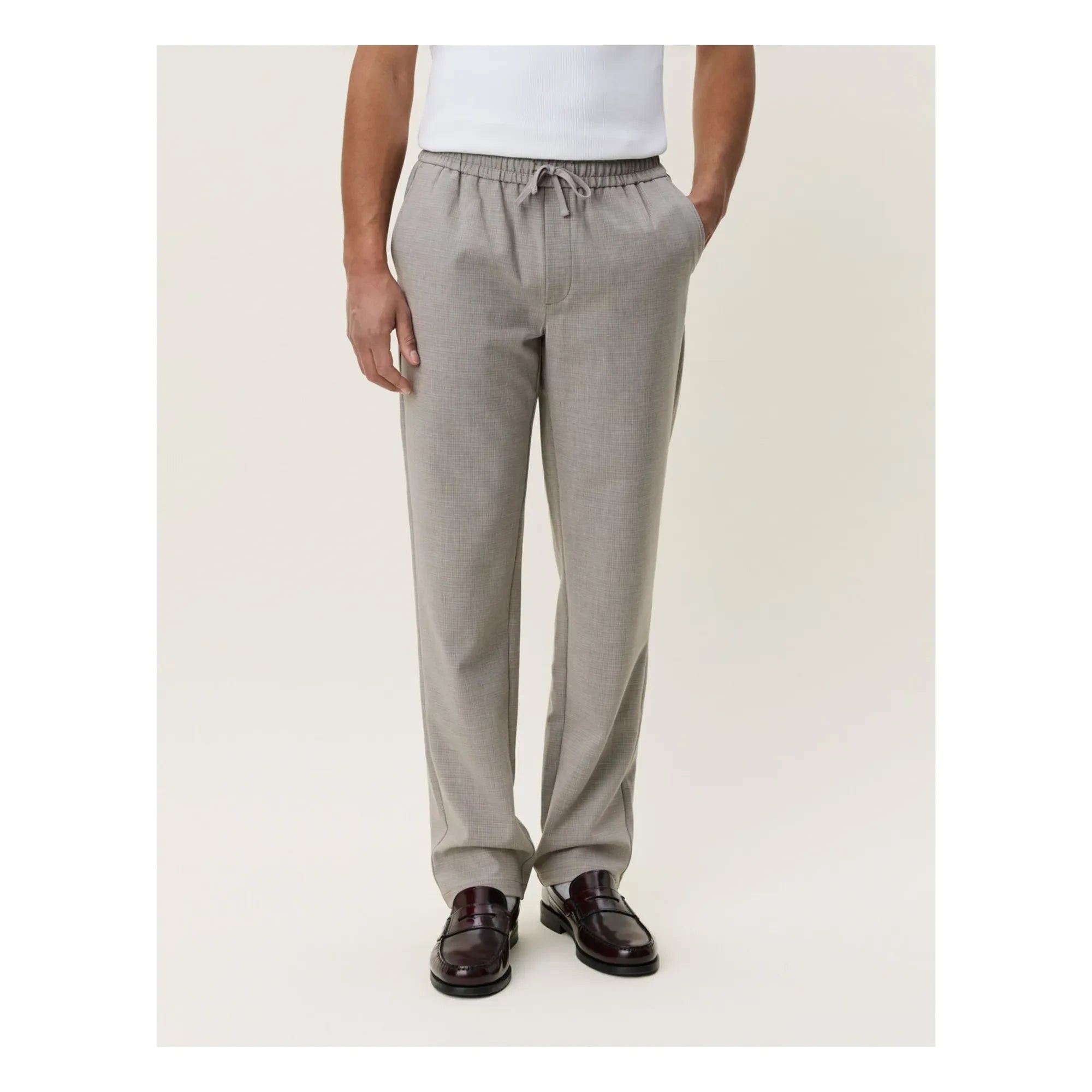 Les Deux - Mini Checked Pants | Dark Beige