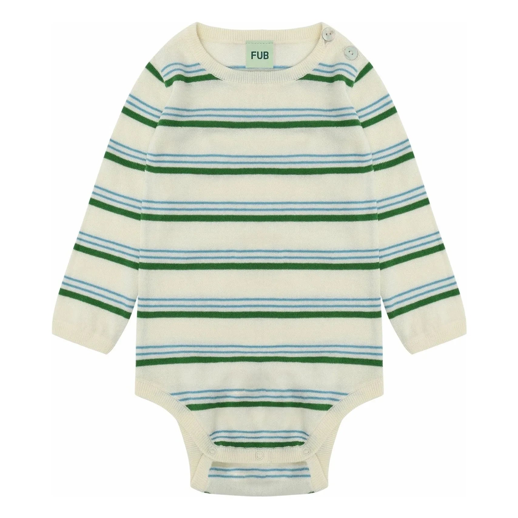 FUB - Striped Organic Cotton Long Sleeve Bodysuit | Green