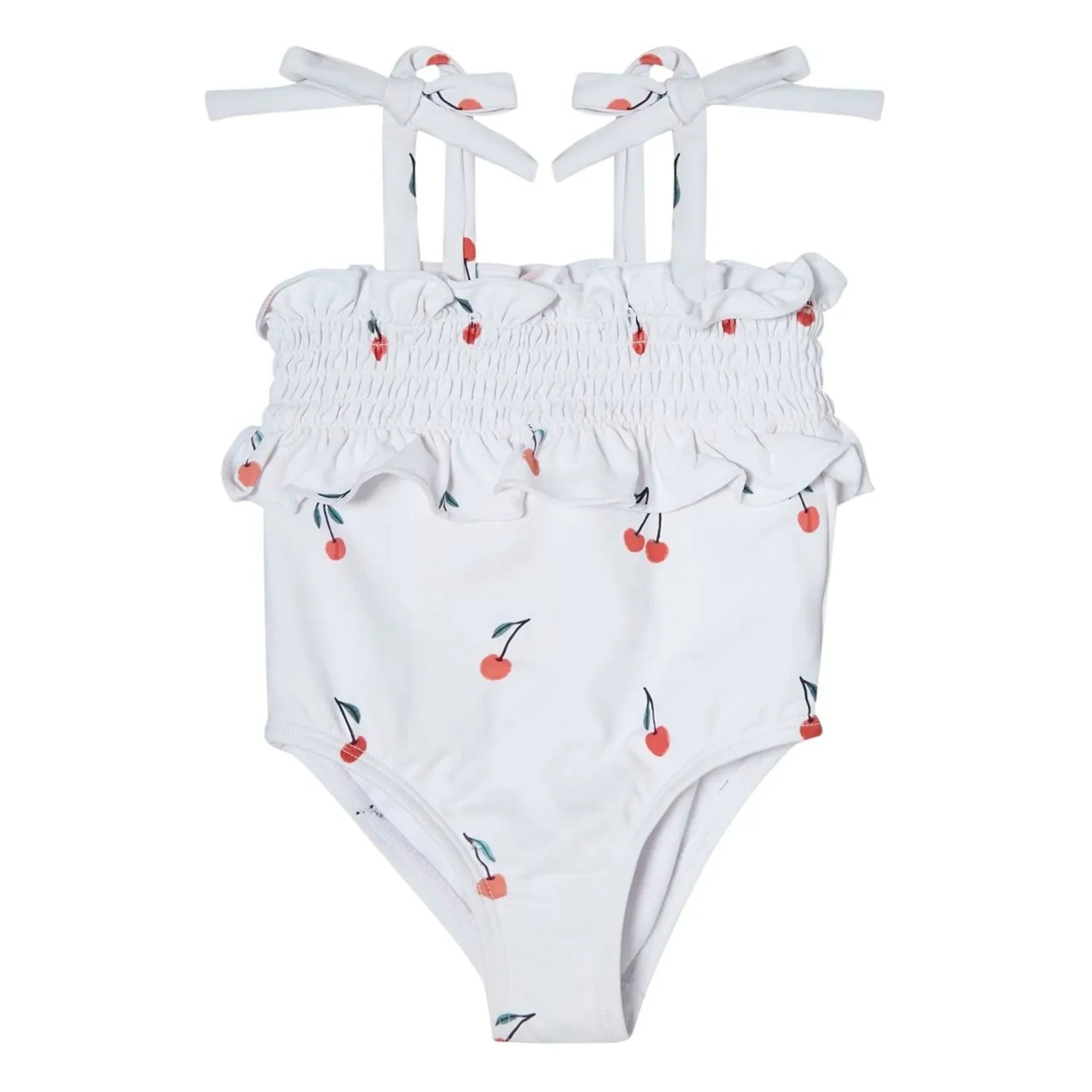 Tocoto Vintage - Cherry Gathered Swimsuit | White