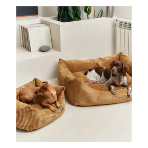 Cafide - Snozy Velvet Dog Bed | Mustard