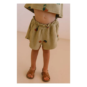 Studio Bohème - Georgy Watermelon Organic Cotton Towel Shorts | Khaki