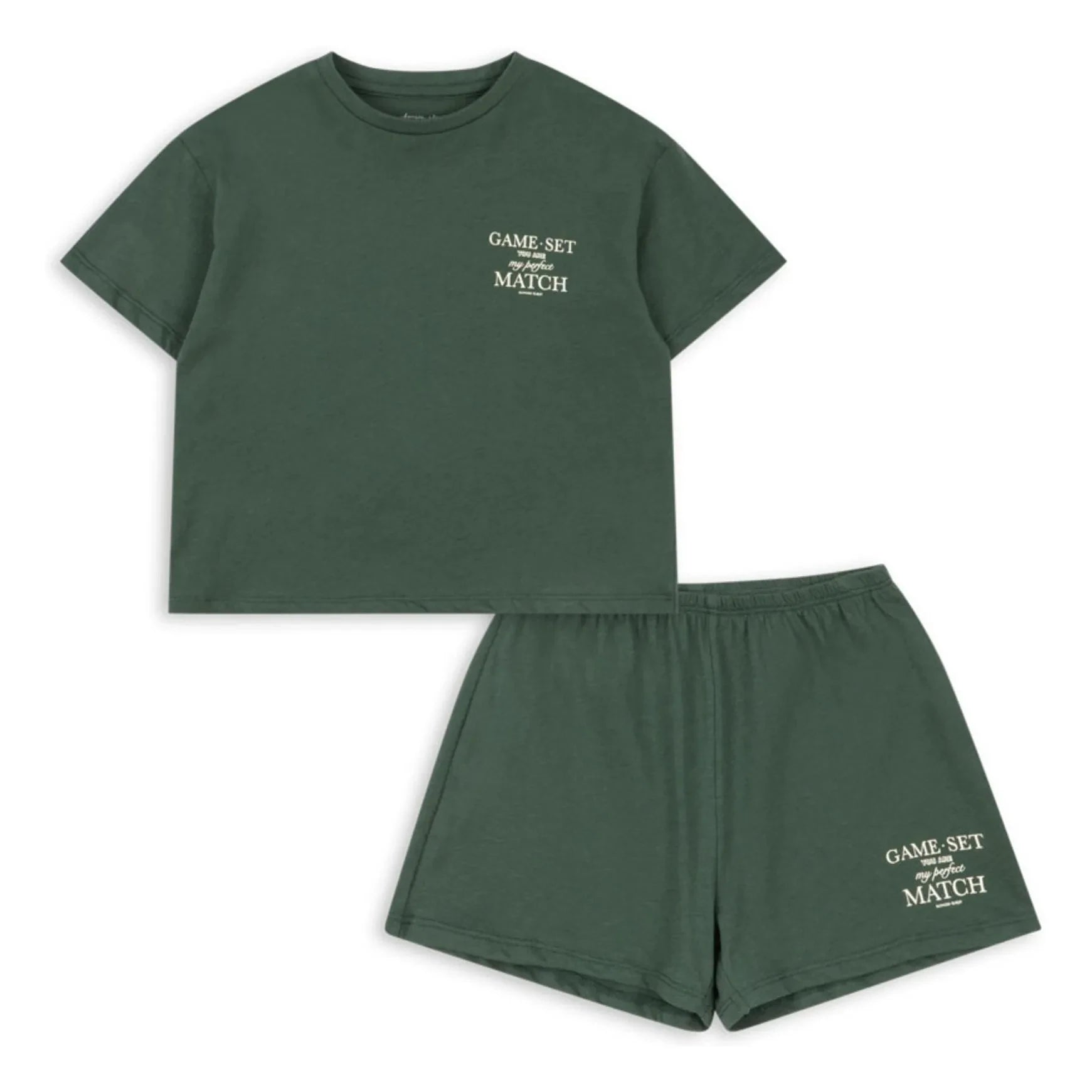 Konges Sløjd - Famo Organic Cotton Tennis T-Shirt and Shorts Set | Dark Green