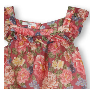 Chloé - Organic Cotton Floral Dungarees | Dusty Pink