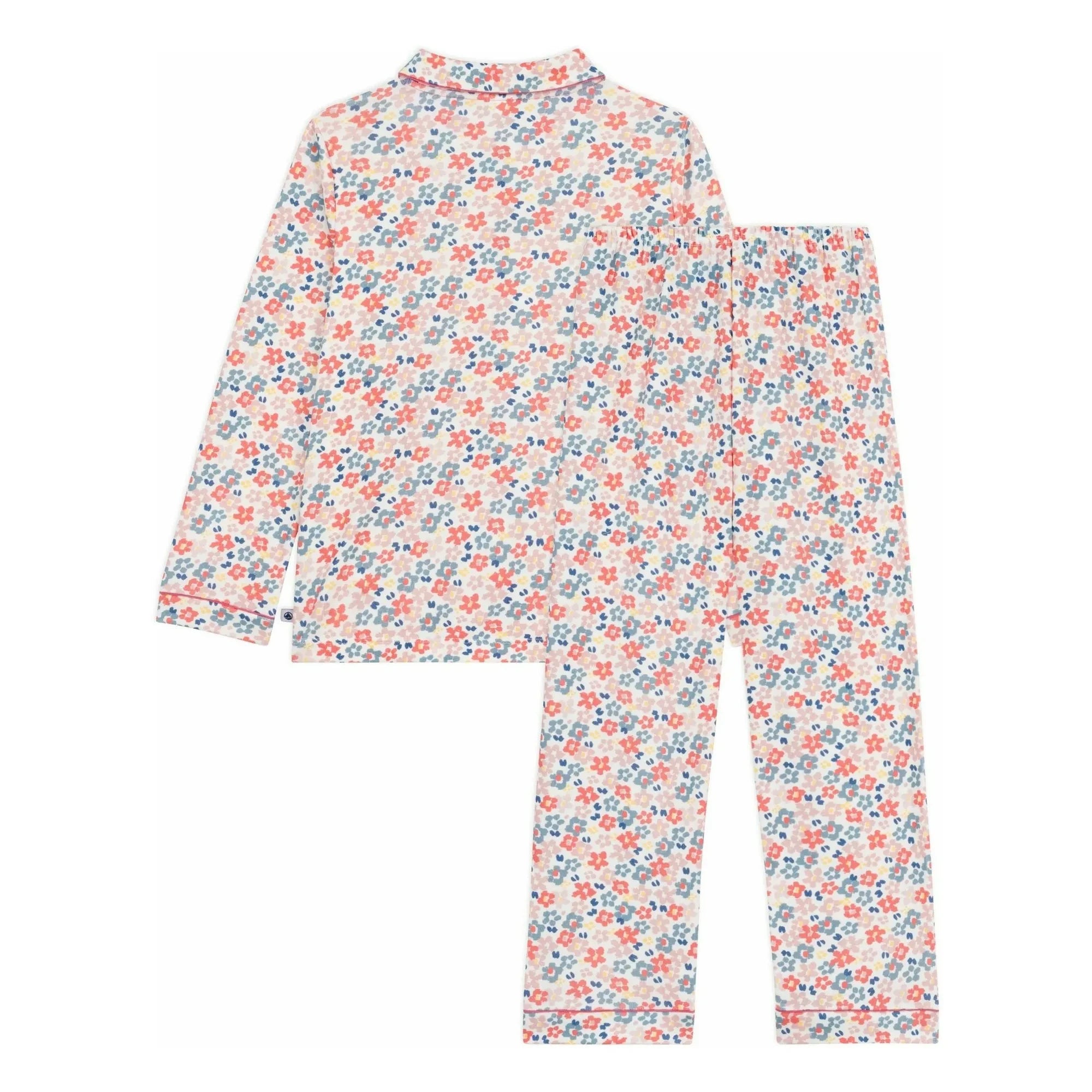 Petit Bateau - Organic Cotton Floral Pajama Shirt and Pants | White