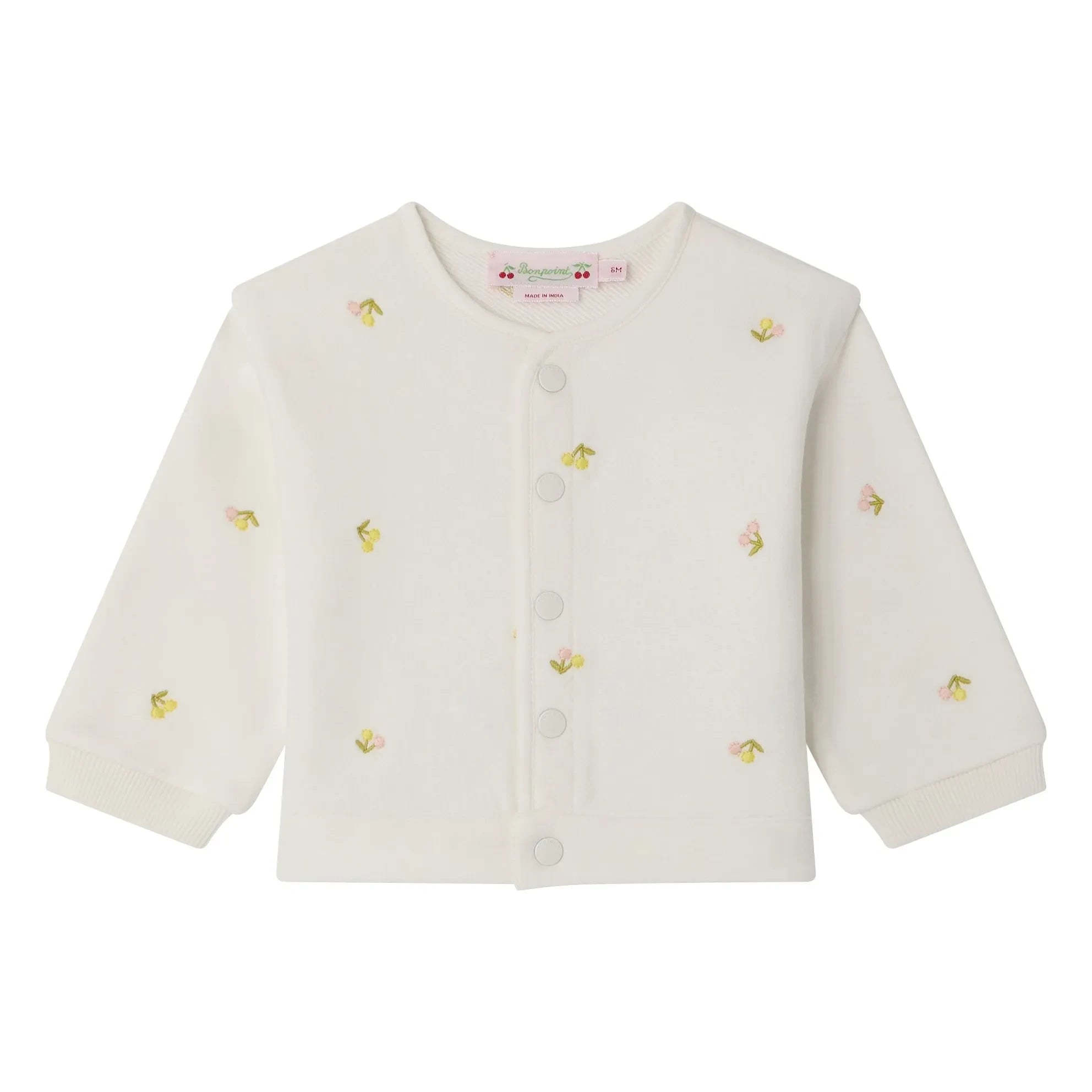 Bonpoint - Eris Cerises Organic Cotton Fleece Cardigans | Ecru